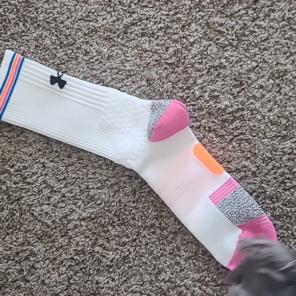 Under Armour White Socks with Pink and Blue Accents - Picture 3 of 5